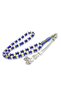 Capsule Cut Yellow Navy Blue Vermeil Crimped Amber Prayer Beads - 2