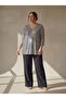 Plus Size Lined Sequin Blouse Silver - 3