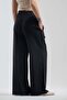 Women's Black Elastic Waist Wide Leg Comfort Pants - 5