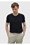 Cotton Blended Black T-Shirt - Plain V-Neck