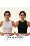 Zero Neckline 2-Piece Black and White Crop Bustier Camisole Women's Gathering Lycra Daily Savior Comfortable - 2