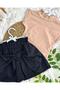 Mink Half Fisherman T-Shirt Black Bow Shorts Skirt - 4