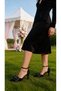 Black Satin Leather Women's Heeled Shoes with Bow and Ankle Buckle Stylish Shoes Vdz02011 - 3