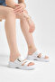 Women's White Comfortable Buckle Double Strap Slippers
