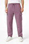 Men's Comfortable Use Dusty Rose Baggy Three-Thread Cargo Pocket Sweatpants with Adjustable Cuffs and Drawstring Waist - 2