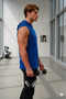 Men's Sax Blue Hooded Sleeveless Undershirt Smiley Printed Tshirt - 7