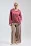 Women's Pink Baby Collar Sleeve Britli Accessory Buttoned Cotton Blouse - 2
