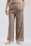 Women's Beige Elastic Waist Wide Leg Comfort Pants - 3