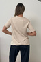 Women's V-Neck Modal Fabric Basic T-Shirt Beige - Ms0001587 - 5