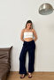 Women's Adjustable Waist Ruffle Detailed Double Pocket Trousers Navy Blue - Ms0001626 - 3