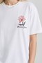 Women's Oversized T-Shirt Soft Bloom Printed White – Crew Neck, Couple, Comfortable Fit, 100% Cotton - 5