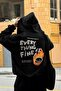Unisex Oversize Sweatshirt Hoodie Every Thing Is Fine Printed Black – Hooded, Kangaroo Pocket