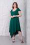 Women's Green Ruffle Sleeve Lace Detail Asymmetrical Plus Size Stretchy Dress - 2