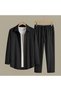 Men's Black Bürümcük Suit - Casual Shirt and Pants Set with Comfortable Sweatpants