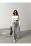 Gray Snow High Waist Belt-Collar Gray Snow Wide-Leg Pants - 2
