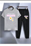 Peace Printed T-Shirt - Jogger T-Shirt Crew Neck Bottom Top Tracksuit Set