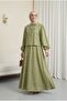 Jacquard set with elasticated sleeves, tie collar and skirt - çağla y. - 3