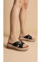 Horizontal Long Gold Buckle Crossed Striped High Heel Comfortable Women's Slippers Sandals - 3