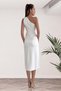 Belted Satin Women's Evening Dress with Knot Detail on the Shoulder 003 - 3