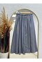 Wise Gathered Belted Voile Skirt-Ek747 Gray - 5