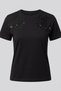 Women's Oversized T-Shirt Tulle Detail Bead Embroidered Flower White – %100 P Cotton Compact S Single Jersey 24/1 - 5