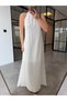 Linen Neck Tie-Up Maxi Dress Ecru - 3