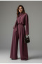 Scarf Collar Shirt & Trousers Premium Tencel Suit Plum
