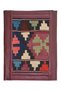 Antique Kilim Detailed A4 Size Burgundy Color Leather Organizer
