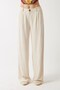 Women's Verona Trousers Ecru – High Waist, Pleated Wide Legs, Button Detail, Modern Cut, Linen - 5