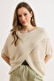 Women's Stone Front Wrap Mercerized Knitwear Blouse Blz-19003276 - 5