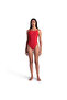 Swimsuit Lace Back Solid Women's Red Swimmer Swimsuit 004651405 - 3