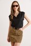 Women's Black Polo Collar Viscose Content Flowy Knitwear Blouse Blz-19003249 - 2