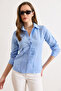 Women's Baby Blue Slim Fit Woven Shirt with Front Pockets Gml-19001422 - 3