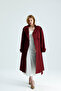 Burgundy Color Stand Collar Gabardine Trench Coat