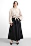 Molly Nelly Women's Elastic Slim Flared Skirt with Stitching Detail