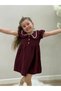 Girl's Burgundy Muslin Fabric Summer Dress - 2