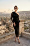 Women's One-Shoulder Draped Long Stone-Embellished Evening Dress