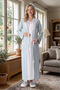 New Season Mint Green Summer Full Length Lace Design Buttoned Maternity Pajama Nightgown Set - 3