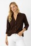 Brown V-Neck Buttoned Women's Shirt – Relaxed Fit, Casual & Stylish Style - 3