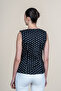 Women's Black Polka Dot Patterned Short Vest Stylish Daily Comfortable 9144 - 4