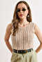 Women's Stoned Openwork Summer Knitwear Blouse Blz-19003306 - 5