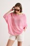 Women's Candy Pink Boat Neck Bat Mercerized Knitwear Blouse Blz-19003277 - 5