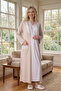 New Season Mink Summer Full Length Lace Design Buttoned Maternity Pajamas Nightgown Set - 4
