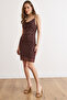 Women's Brown Strap Lined Polka Dot Tulle Dress Elb-19002628