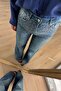 Blue Silver Stone Detailed High Waist Wide Leg Jeans - 5