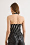 Women's Black Halter Neck Polka Dot Crop Blouse Blz-19003304 - 6