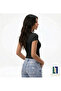 Women's Special Design Black Crew Neck Slim Fit Lycra Basic Crop Cotton Combed Cotton T-Shirt (Body Tee) - 2