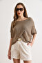 Women's Mink Wrap-Front Mercerized Knitwear Blouse Blz-19003276 - 2