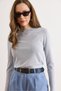 Women's Baby Blue Boat Neck Transparent Seasonal Knitwear Blouse Blz-19003213 - 5