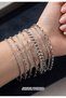 Set of 2 Silver Color Stainless Steel Bracelets Adjustable Non-Tarnish Stylish Gift Unisex - 2